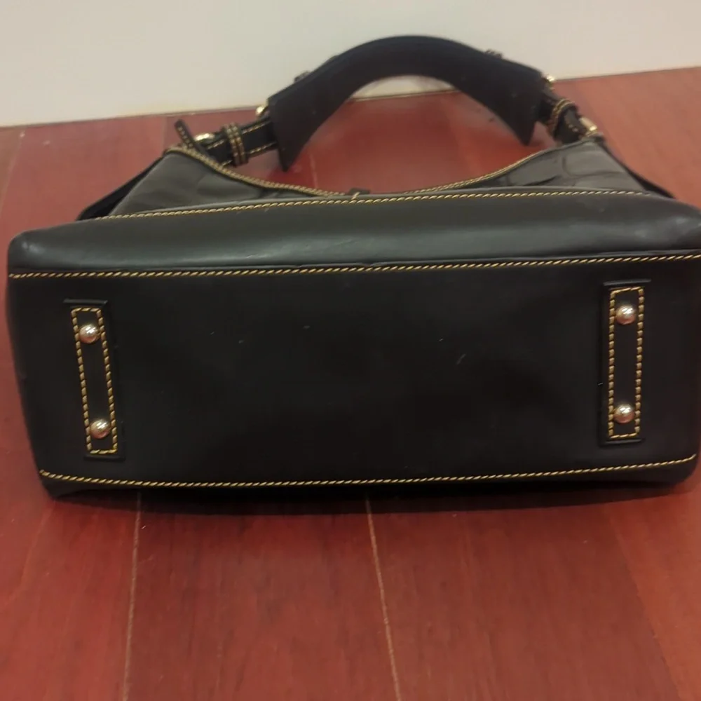 Dooney & Bourke Black Croc-Embossed Hobo Bag With Gold Hardware Like New